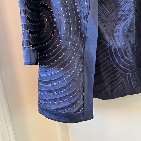 Gazzelle Ciampi Magali Evenings Silk Blue Beaded Circular Pattern Women's Medium - Picture 5 of 9